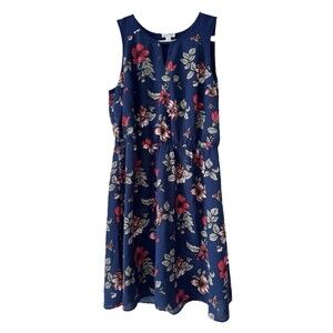 Market & Spruce Boho Cottagecore Navy Floral Sleeveless Dress 1X NWOT